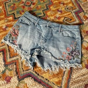 Floral Embroidered Denim Shorts Festival Wear